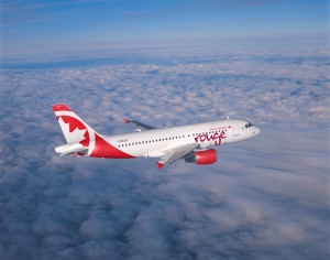 Air Canada rouge prepares for takeoff
