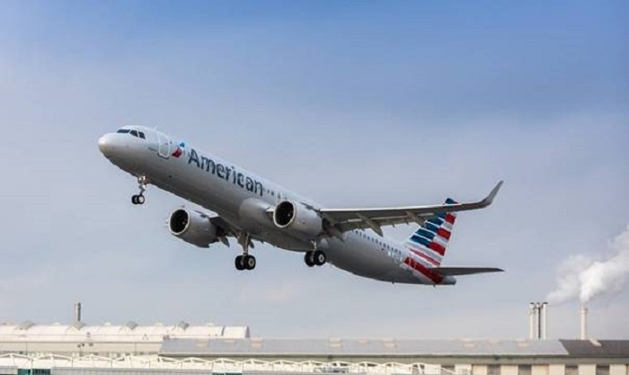 American Airlines arrives at Heathrow Terminal 5