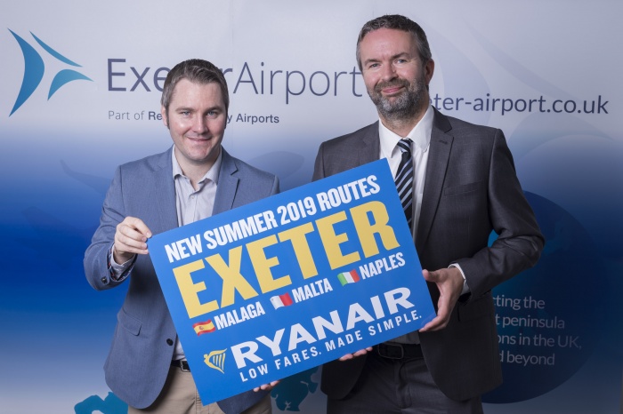 Ryanair launches first services from Exeter