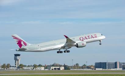Qatar Airways Airbus A350 touches down at London Heathrow