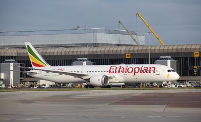 Ethiopian Airlines takes off from Manchester Airport for Addis Ababa
