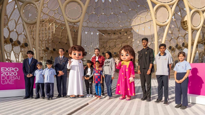 Messi greets UAE school children at Expo 2020
