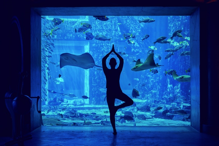 New underwater yoga class at Atlantis, the Palm