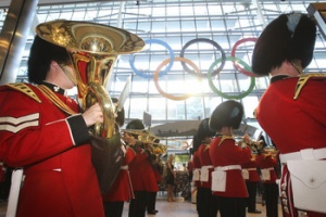 Olympic rings installed at London Heathrow ahead of Games