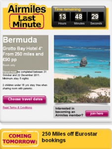 New facebook app for Airmiles Travel reward programme