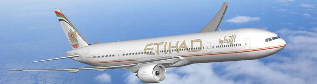 Etihad Airways 777 arrival at Manchester