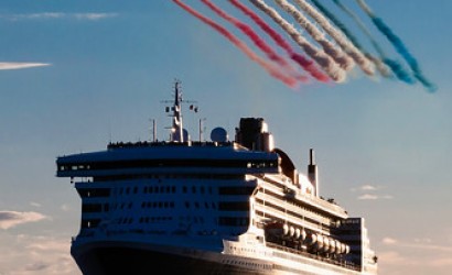Cunard celebrates Red Arrows flypast in Southampton 