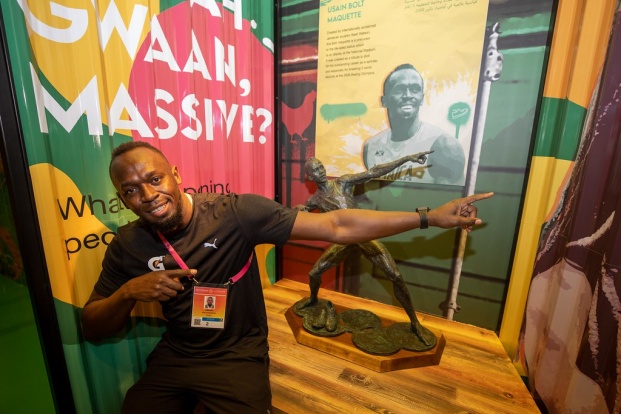 Usain Bolt at the Jamaica Pavilion during “Run The World” at Expo 2020 - MEP00548