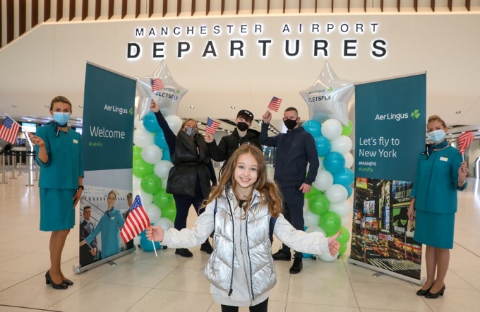 Aer Lingus takes off for New York for Manchester Airport