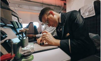 A Swiss watch assembled at 30,000 ft of altitude between Geneva and New York