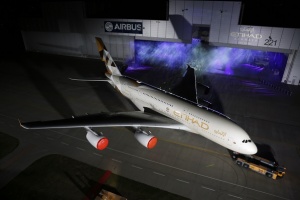 Etihad reveals new livery as first A380 rolls out