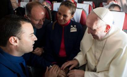Pope marries LATAM cabin crew on-board Santiago flight