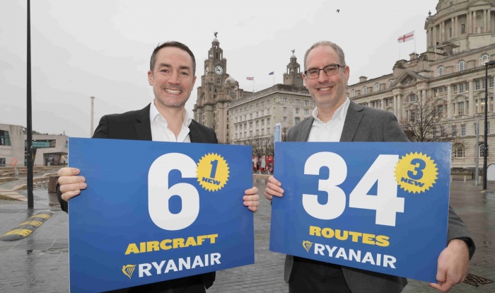 RYANAIR ADDS SIXTH AIRCRAFT AT LIVERPOOL FOR S26