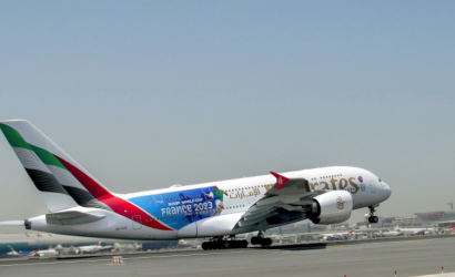 Emirates debuts Rugby World Cup 2023 livery on the A380