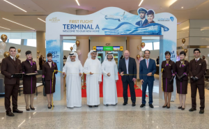 Etihad Airways, operates the first commercial flight opening Terminal A