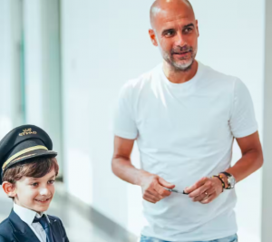 Manchester City’s Pep Guardiola celebrates world pilots’ day with Etihad Airways