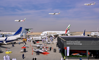 The Emirates A350 makes its flypast debut at the 2025 Dubai Airshow