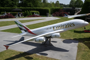 The Emirates A380 has landed at Mini-Europe