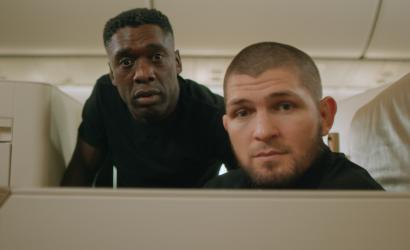 Football-mad mystery guest upstages sporting legends Khabib and Seedorf in Etihad’s flight to Doha