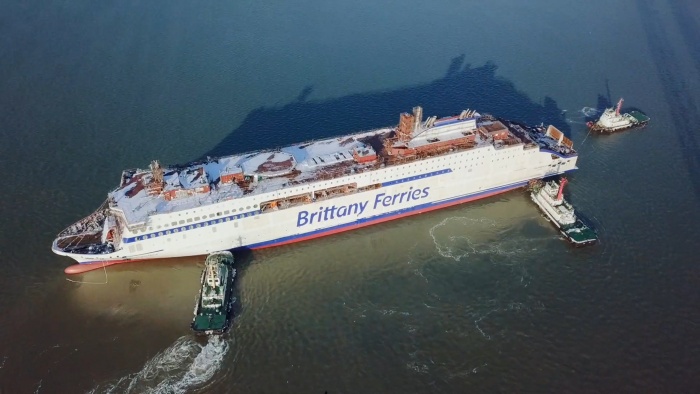 Brittany Ferries latest vessel takes to water