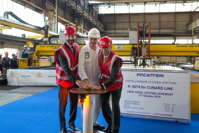 Steel cutting ceremony for latest Cunard vessel