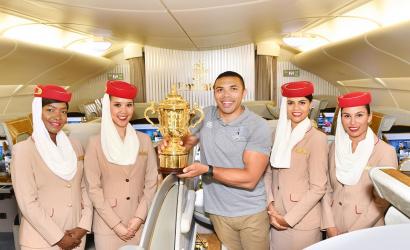 Webb Ellis trophy touches down in Tokyo, Japan, ahead of Rugby World Cup