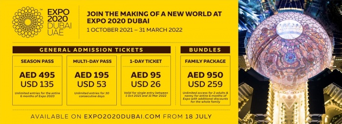 Tickets go on sale for Expo 2020 Dubai