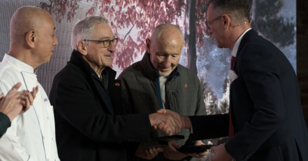 Robert De Niro visited Manchester with fellow Nobu Hospitality founders Chef Nobu Matsuhisa and Meir Teper, joining Salb