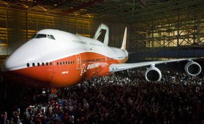 Boeing 747-8 takes to the skies