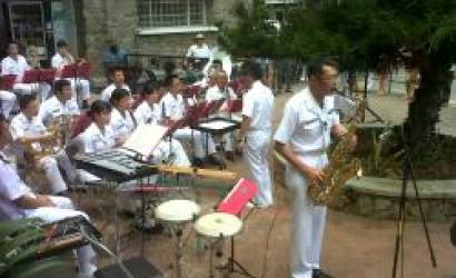 Victoria Seychelles, entertained by visiting Japanese navy band