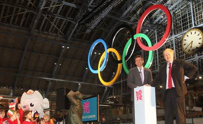 First giant Olympic Rings unveiled in London