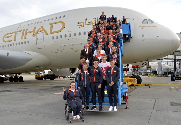 Etihad Airways flies victorious Team England back home