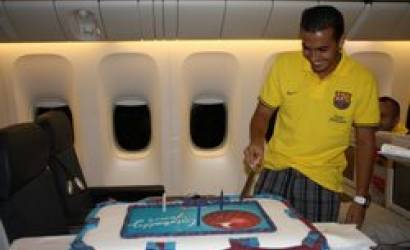 FC Barcelona; flown over the Atlantic by Turkish Airlines