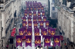 London’s Regent Street turns purple to celebrate The Queen’s Coronation