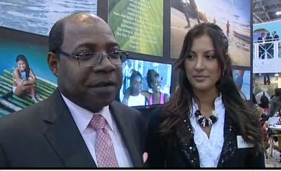 Edmund Bartlett, Minister for Tourism, Jamaica and Miss Jamaica @ WTM 2009