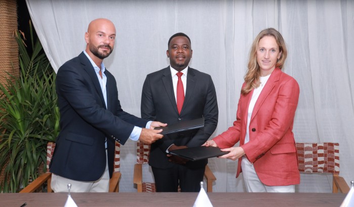 From left to right_Simion Nikitas – Chairman of Azure United Properties_His Excellency Mr Mudrick Ramadhan Soragha_ Minister of Tourism of Zanzibar and Marloes Knippenberg CEO of Kerten Hospitality