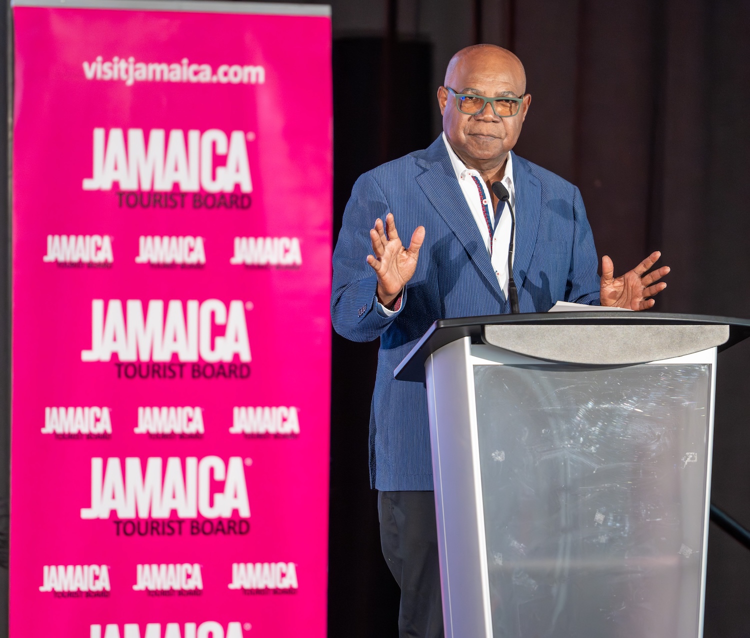 HM JAPEX) Minister of Tourism, Hon. Edmund Bartlett gesticulates as he outlines plans for major expansion in the tourism sector as he addressed local and international journalists, as well as travel advisors during a special Jamaica Product Exchange (JAPEX) 2025 media breakfast, at Jewel Grande Montego Bay Resort & Spa on Tuesday, September 23.