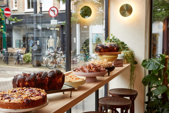 Pastries and breads in the window of the must-visit Honey & Co 